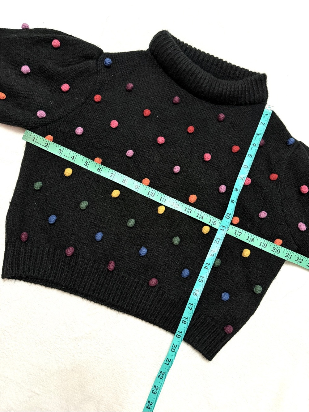 Farm Rio Sz M Rainbow Pom Pom Sweater Knit - Picture 7 of 9